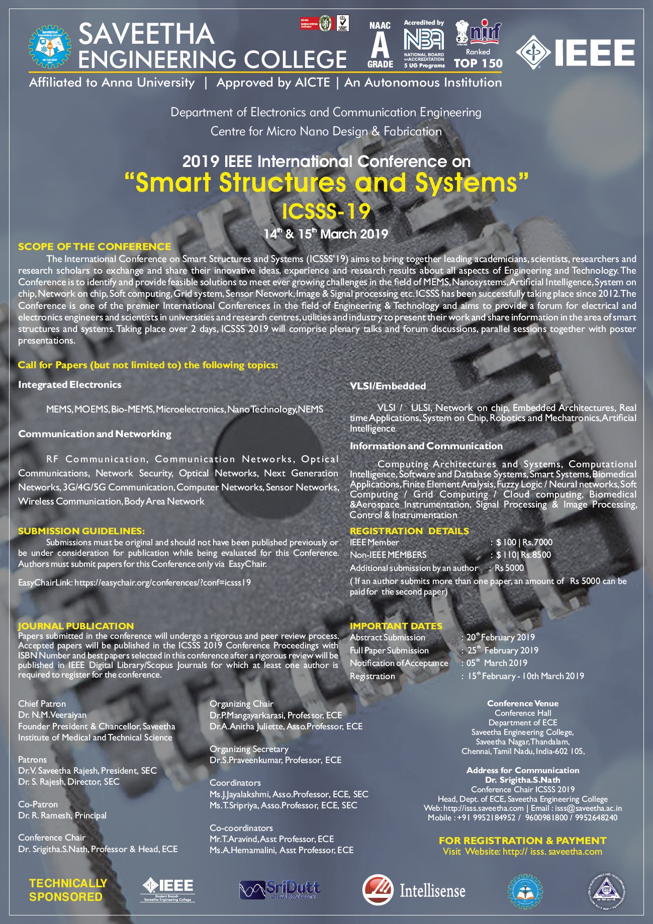 International Conference on Smart Structures and Systems (ICSSS'19)